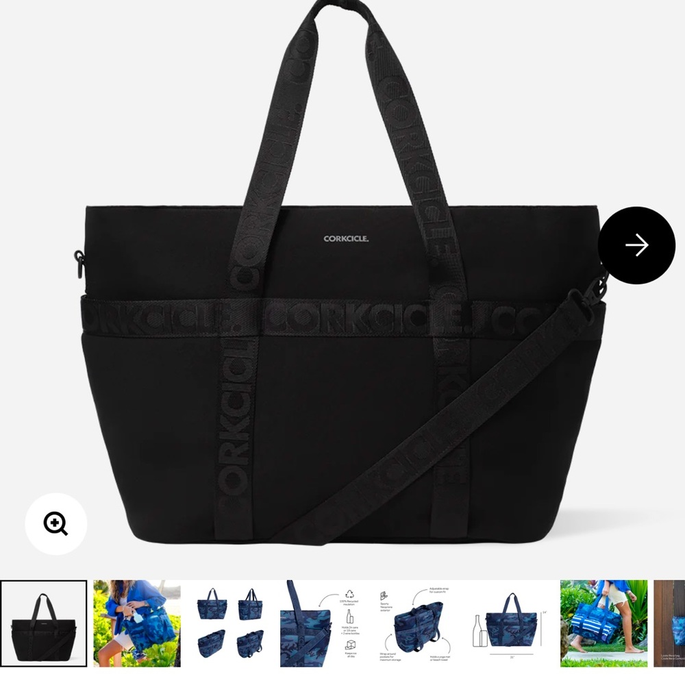Corkcicle Estelle Tote Cooler Bag - Black Neoprene